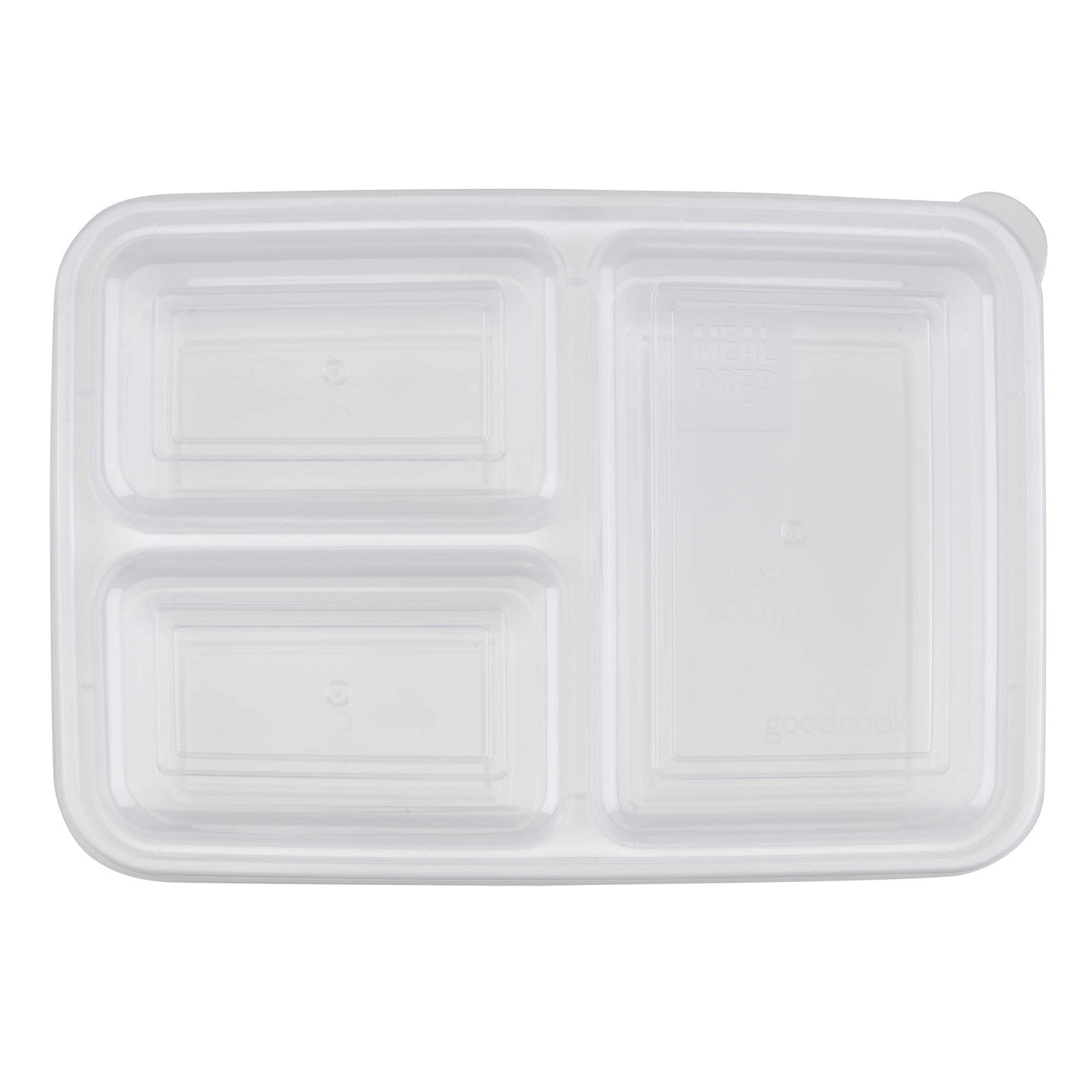 Good Cook Meal Prep, 3 Compartments BPA Free, Microwavable/Dishwasher/Freezer Safe, White